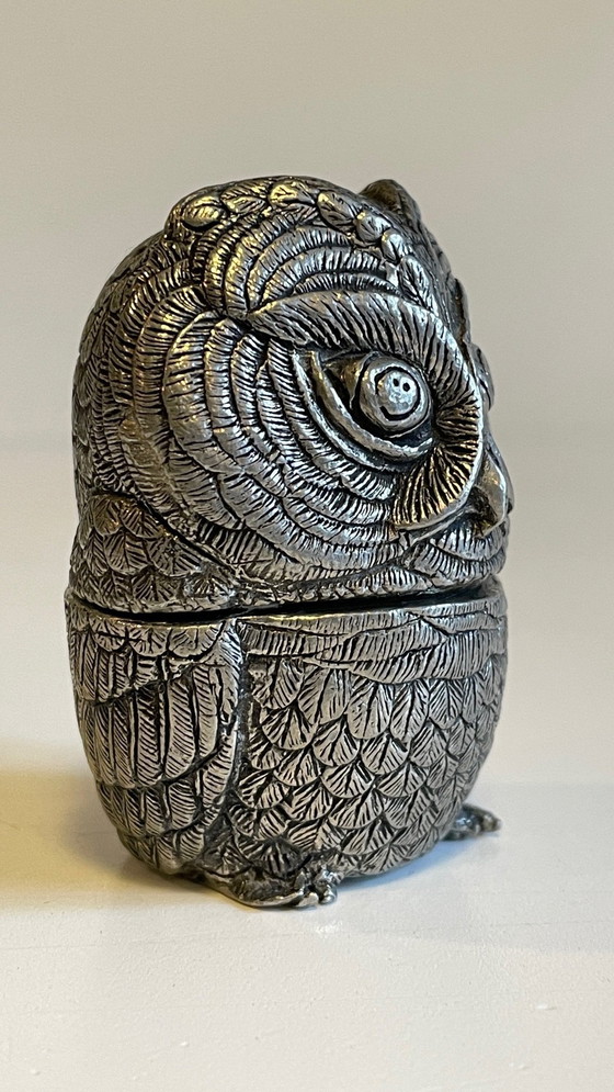 Image 1 of Boite Xviiième Forme Hibou Etain Par Etienne Sergent Frankrijk