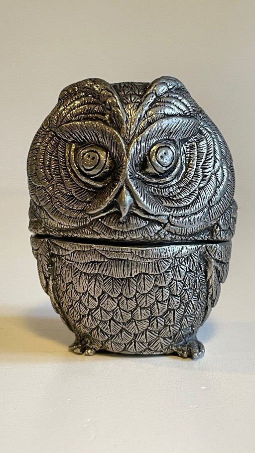 Boite Xviiième Forme Hibou Etain Par Etienne Sergent Frankrijk