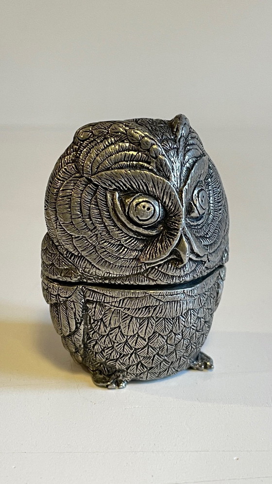 Image 1 of Boite Xviiième Forme Hibou Etain Par Etienne Sergent Frankrijk