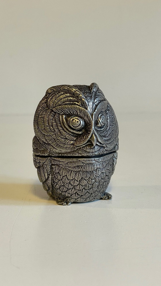 Image 1 of Boite Xviiième Forme Hibou Etain Par Etienne Sergent Frankrijk