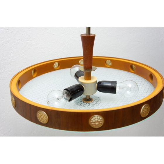 Image 1 of Vintage ophanging van hout, glas en kunststof, Tsjecho-Slowakije 1960