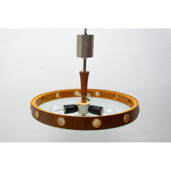 Image 1 of Vintage ophanging van hout, glas en kunststof, Tsjecho-Slowakije 1960