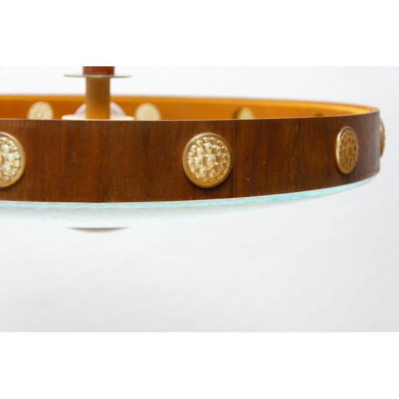 Image 1 of Vintage ophanging van hout, glas en kunststof, Tsjecho-Slowakije 1960