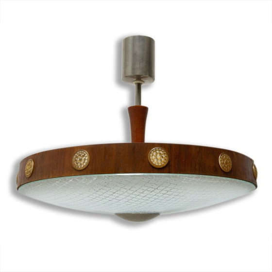 Image 1 of Vintage ophanging van hout, glas en kunststof, Tsjecho-Slowakije 1960