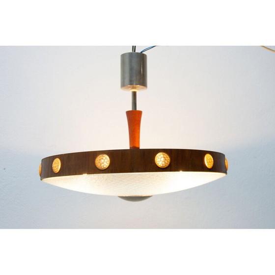 Image 1 of Vintage ophanging van hout, glas en kunststof, Tsjecho-Slowakije 1960