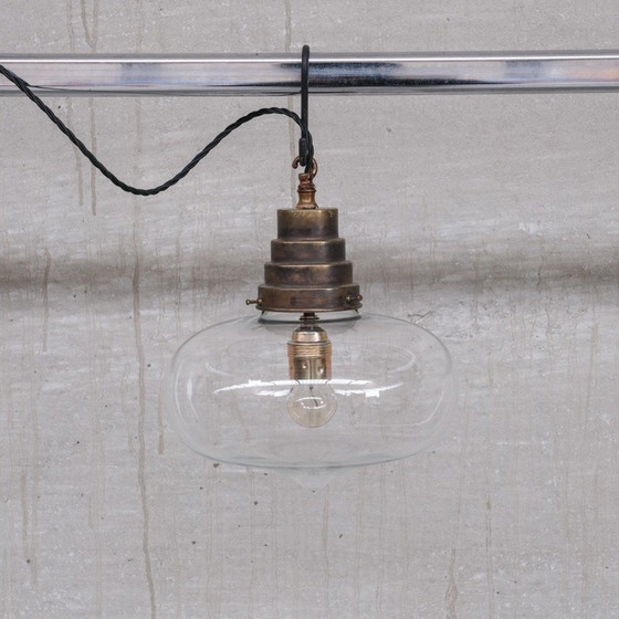 Image 1 of Vintage helder glazen Franse hanglamp, jaren 1950