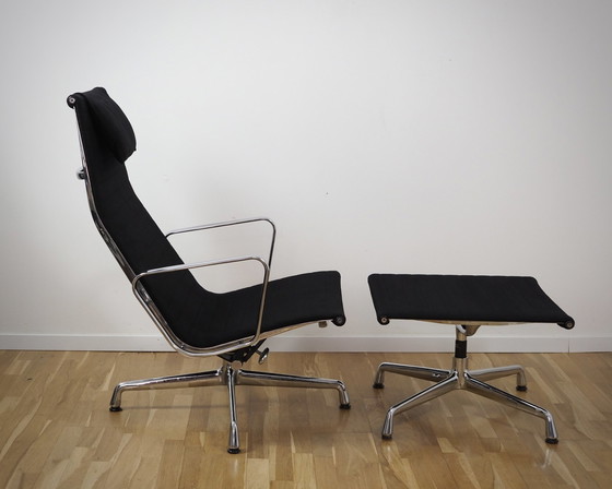 Image 1 of Vitra Eames Alu Stoel Ea 124 En Ea 125 In Hopsack Zwart