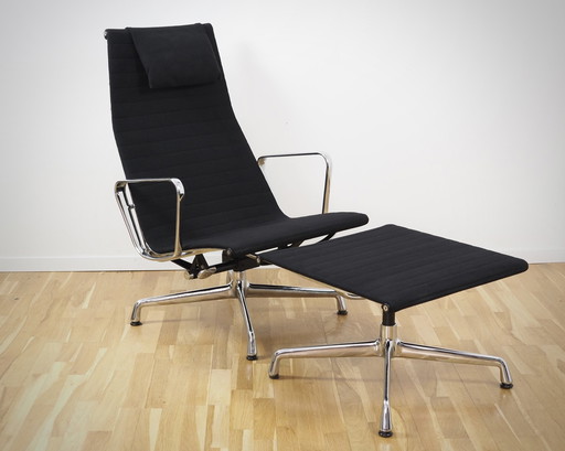 Vitra Eames Alu Stoel Ea 124 En Ea 125 In Hopsack Zwart