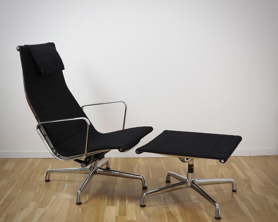 Image 1 of Vitra Eames Alu Stoel Ea 124 En Ea 125 In Hopsack Zwart