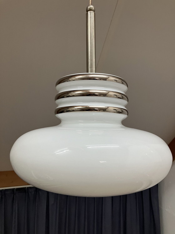 Image 1 of Leclaire & Schäfer vintage mid century opaline hanglamp