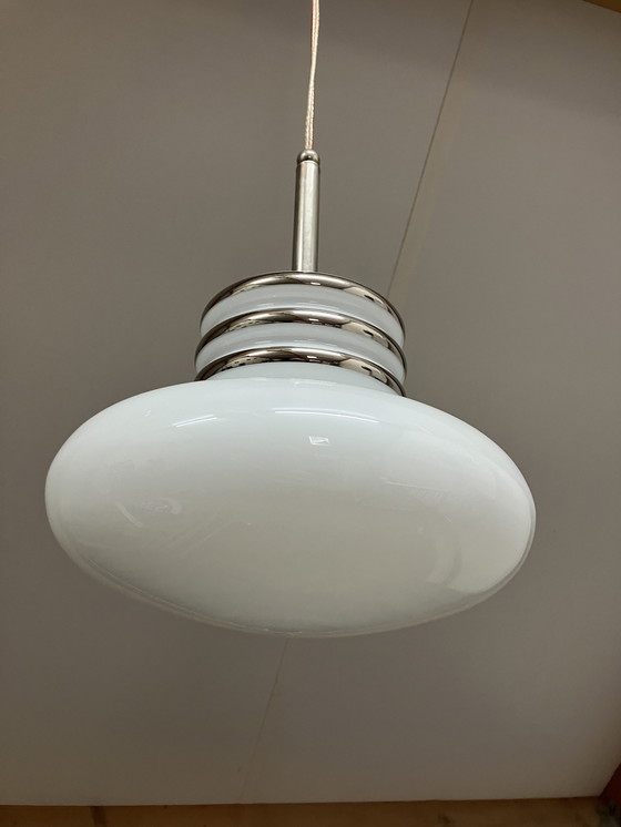 Image 1 of Leclaire & Schäfer vintage mid century opaline hanglamp