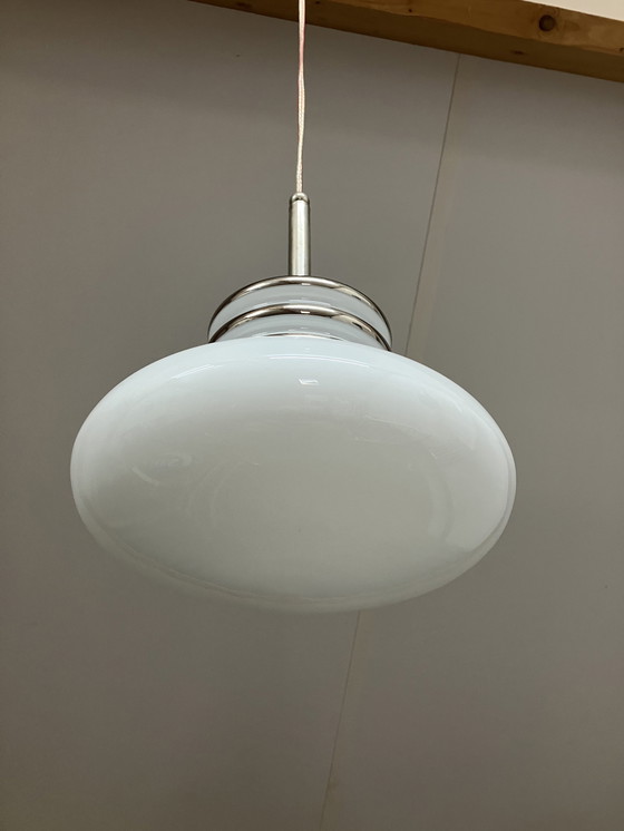 Image 1 of Leclaire & Schäfer vintage mid century opaline hanglamp