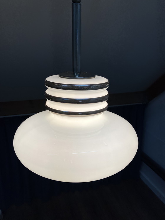 Image 1 of Leclaire & Schäfer vintage mid century opaline hanglamp