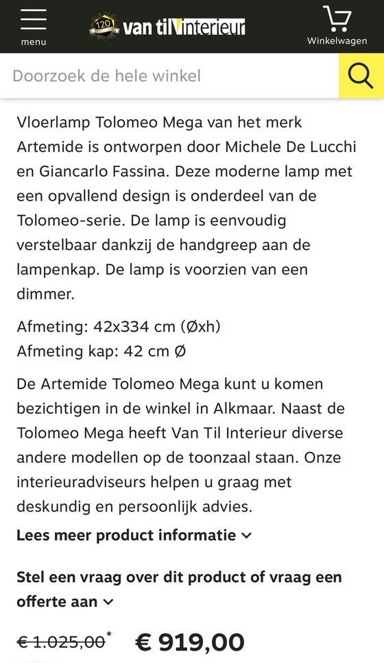 Image 1 of Artemide Tolomeo Mega Vloerlamp