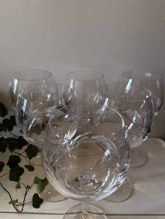 Image 1 of Set Van 6 Zwaar Kristallen Wijnglazen