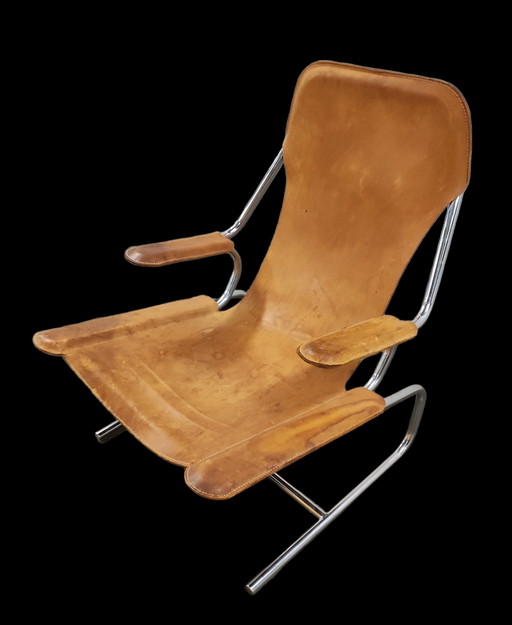 Vintage zadelleren lounge fauteuil