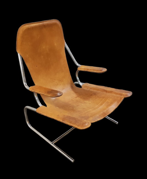 Vintage zadelleren lounge fauteuil