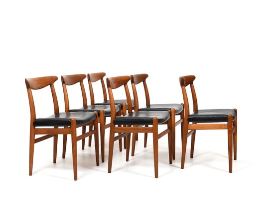 Image 1 of W2 eetkamerstoelen van Hans J. Wegner voor C.M. Madsen, jaren 1950, set van 6