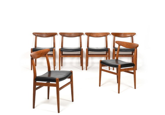 Image 1 of W2 eetkamerstoelen van Hans J. Wegner voor C.M. Madsen, jaren 1950, set van 6