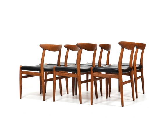 Image 1 of W2 eetkamerstoelen van Hans J. Wegner voor C.M. Madsen, jaren 1950, set van 6