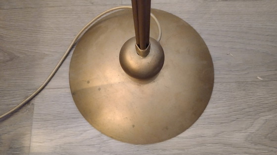 Image 1 of Vintage Booglamp Met 3 Glazen Albast Kappen 70Er Jaren