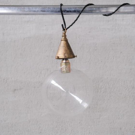 Image 1 of Vintage hanglamp van glas en messing, Frankrijk 1960