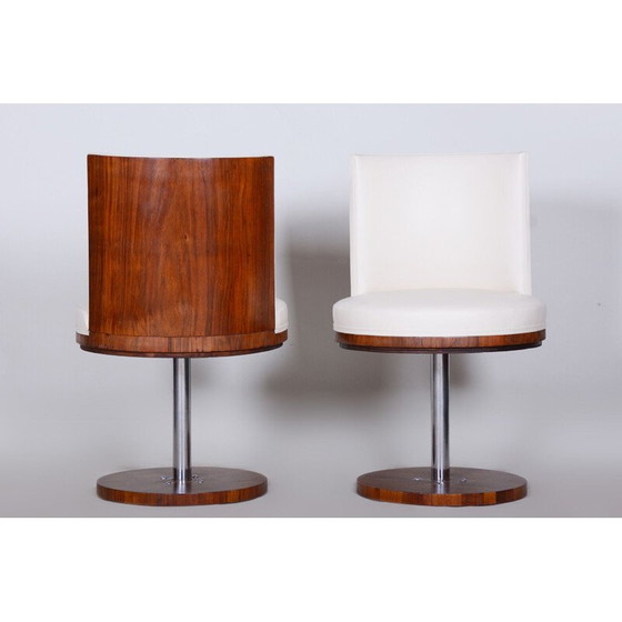 Image 1 of Paar vintage rozenhout en leren fauteuils, 1920