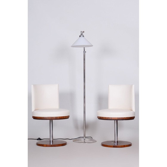 Image 1 of Paar vintage rozenhout en leren fauteuils, 1920