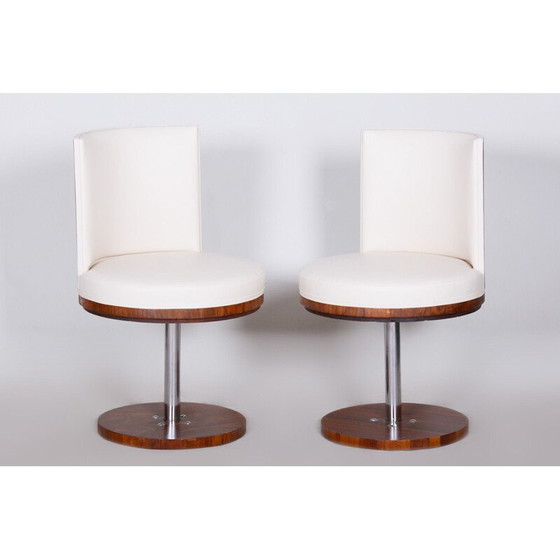 Image 1 of Paar vintage rozenhout en leren fauteuils, 1920