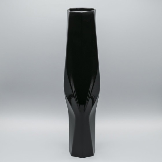 Image 1 of Zaha Hadid Rosenthal Studio-Line Vloervaas Duo Weave Xl 45Cm Porcelaine Noire Chic