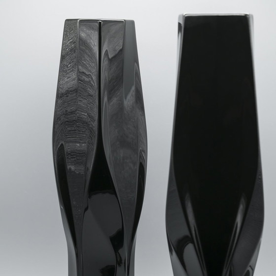 Image 1 of Zaha Hadid Rosenthal Studio-Line Vloervaas Duo Weave Xl 45Cm Porcelaine Noire Chic