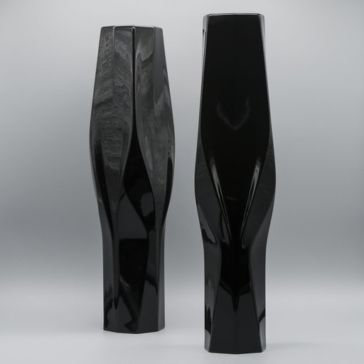 Zaha Hadid Rosenthal Studio-Line Vloervaas Duo Weave Xl 45Cm Porcelaine Noire Chic