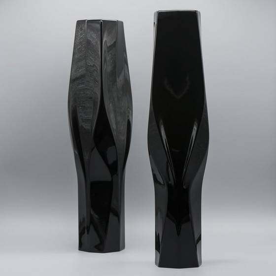 Image 1 of Zaha Hadid Rosenthal Studio-Line Vloervaas Duo Weave Xl 45Cm Porcelaine Noire Chic