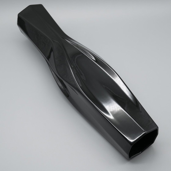 Image 1 of Zaha Hadid Rosenthal Studio-Line Vloervaas Duo Weave Xl 45Cm Porcelaine Noire Chic