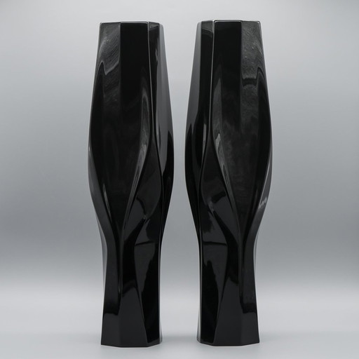 Zaha Hadid Rosenthal Studio-Line Vloervaas Duo Weave Xl 45Cm Porcelaine Noire Chic