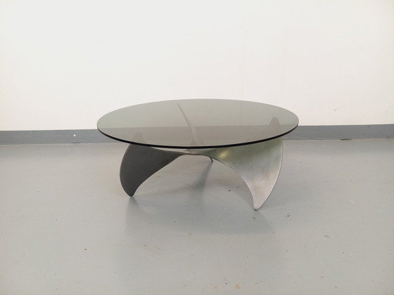 Image 1 of Knut Hesterberg Vintage Propeller Staal en Rookglas Salontafel Uit De Jaren 60