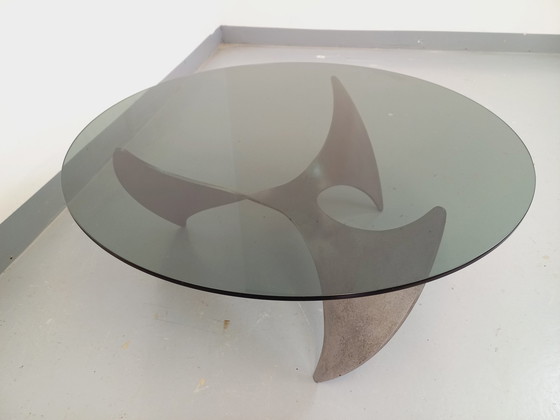 Image 1 of Knut Hesterberg Vintage Propeller Staal en Rookglas Salontafel Uit De Jaren 60