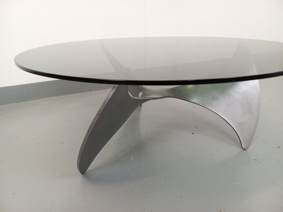 Image 1 of Knut Hesterberg Vintage Propeller Staal en Rookglas Salontafel Uit De Jaren 60