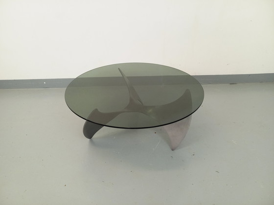 Image 1 of Knut Hesterberg Vintage Propeller Staal en Rookglas Salontafel Uit De Jaren 60