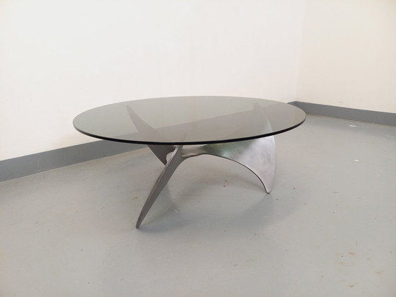 Image 1 of Knut Hesterberg Vintage Propeller Staal en Rookglas Salontafel Uit De Jaren 60