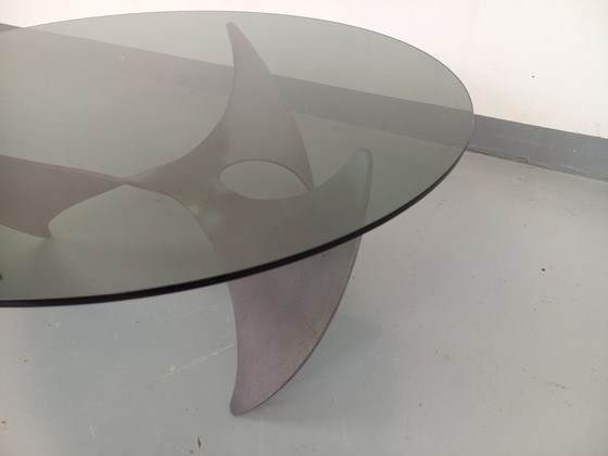 Image 1 of Knut Hesterberg Vintage Propeller Staal en Rookglas Salontafel Uit De Jaren 60