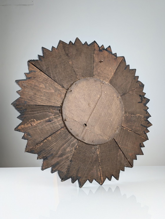 Image 1 of Dubbellaagse Sunburst-spiegel in hout en bladgoud