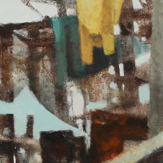 Image 1 of Olieverf op canvas "Abstract landschap" door Georg Poulsen, Denemarken 1997