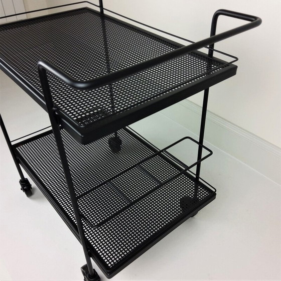 Image 1 of Vintage serveertafel van metaal, ijzer en rubber door Mathieu Matégot, 1950