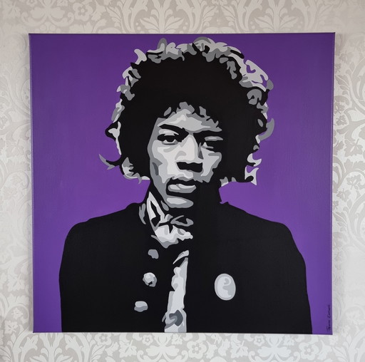 Frances Eckhardt - Jimi Hendrix schilderij 70x70 cm