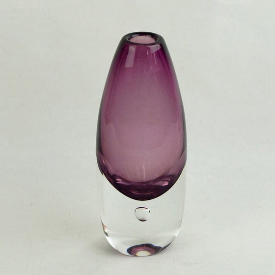 Image 1 of Scandinavische vintage paarse amethist Sommerso vaas van Ernest Gordon voor Afors, Zweden 1960