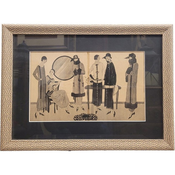 Image 1 of Vintage schilderij "Roaring Twenties", Frankrijk 1920