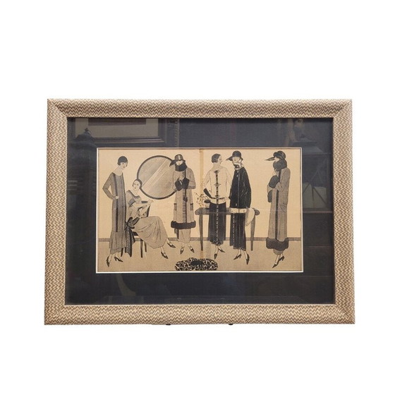 Image 1 of Vintage schilderij "Roaring Twenties", Frankrijk 1920