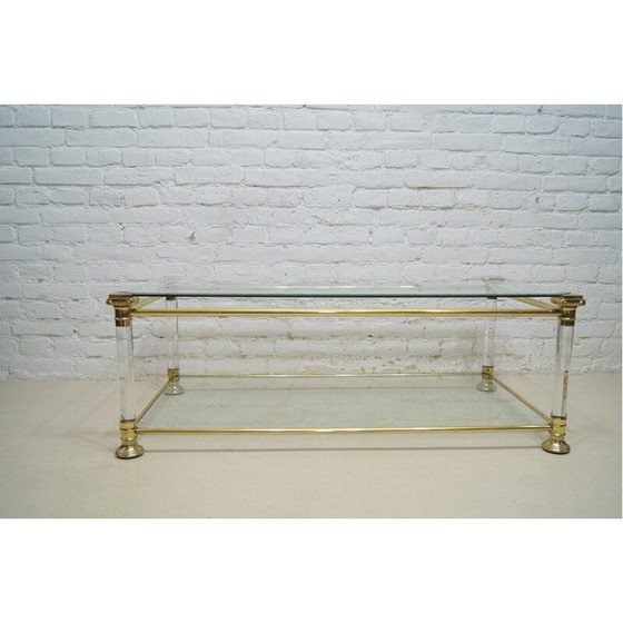 Image 1 of Vintage salontafel van metaal, luciet en glas, Italië 1970