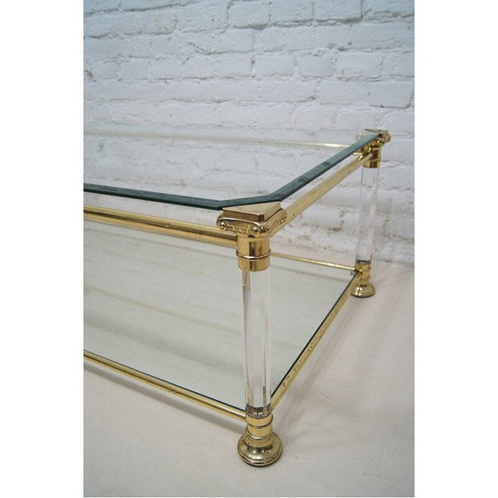 Image 1 of Vintage salontafel van metaal, luciet en glas, Italië 1970